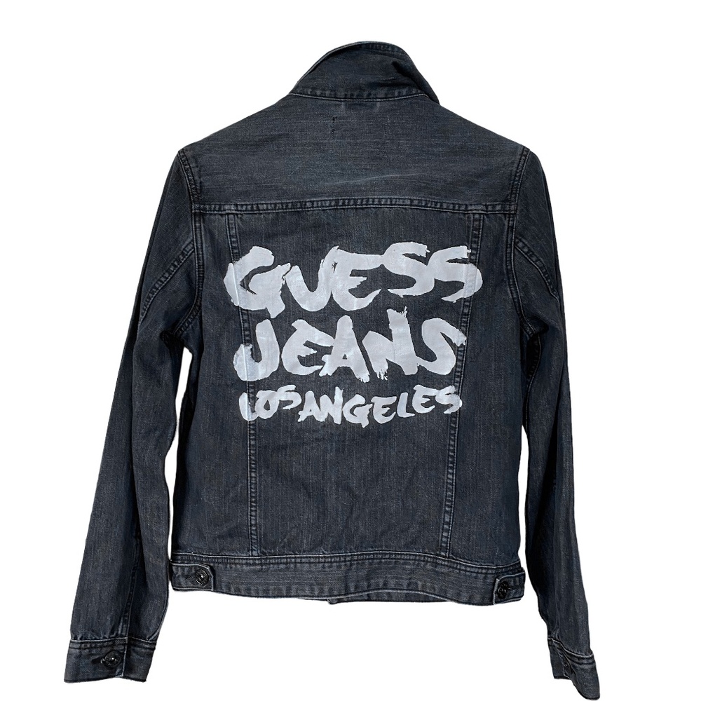 Guess L.A. NWT Dark Jean Logo Graphic denim Jacket